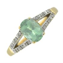 18ct gold green tourmaline and diamond ring