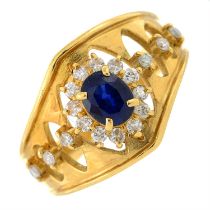 Sapphire & diamond cluster ring