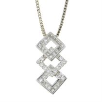 Diamond geometric pendant, with chain