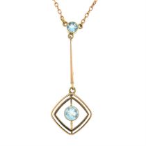 Early 20th century 9ct gold aquamarine necklace