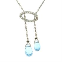 18ct gold aquamarine & diamond negligee necklace