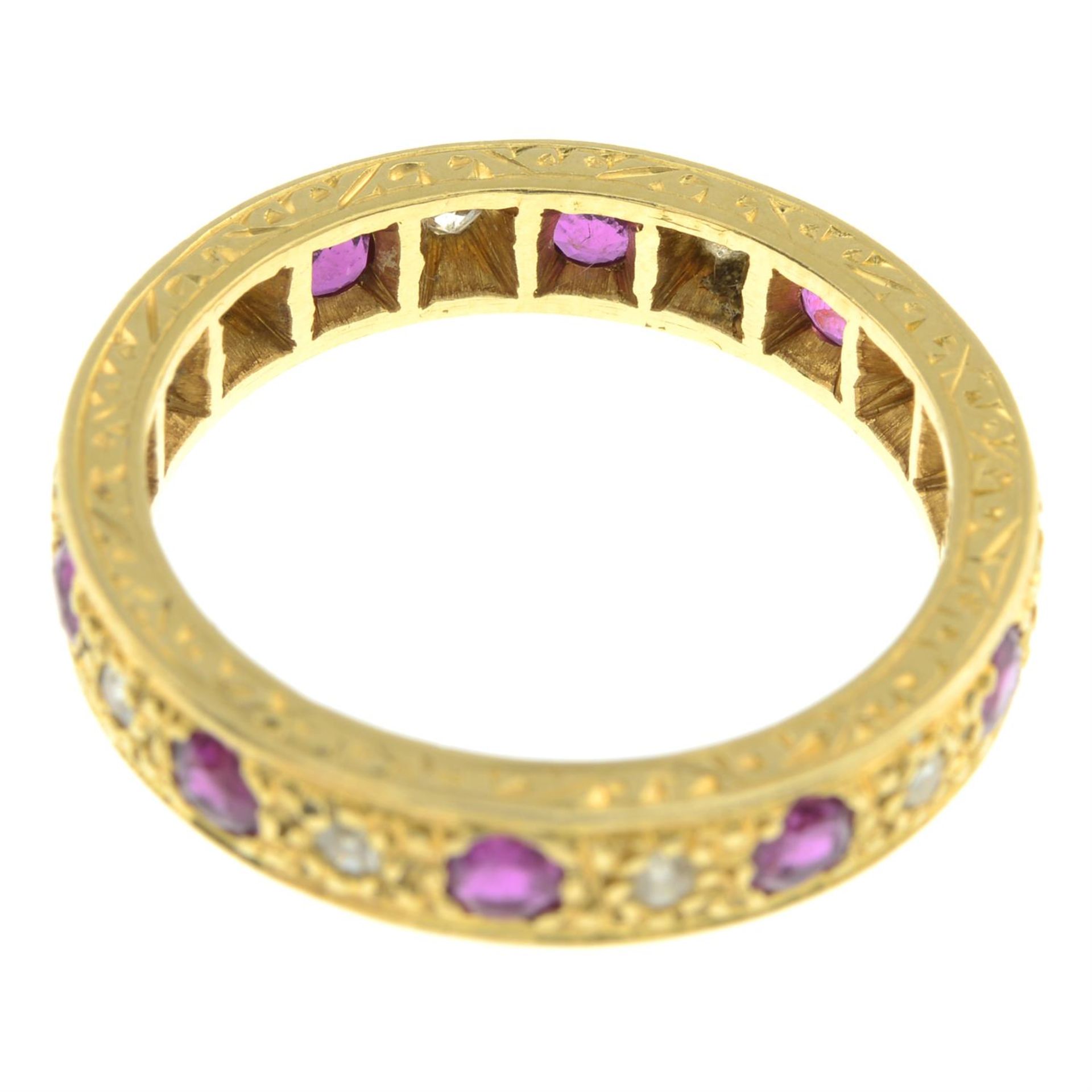 18ct gold ruby and diamond full eternity ring - Image 2 of 2