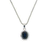 9ct gold sapphire & diamond pendant with chain