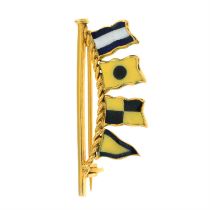 9ct gold & enamel 'International Code of Signal Flag' brooch