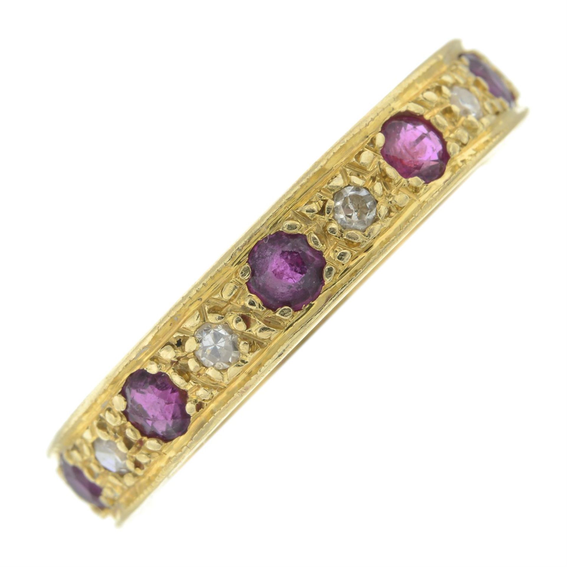 18ct gold ruby and diamond full eternity ring