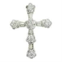 18ct gold vari-cut diamond cross pendant