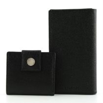 Bulgari - two Saffiano wallets.