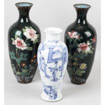 Chinese vase and two Cloisonne vases