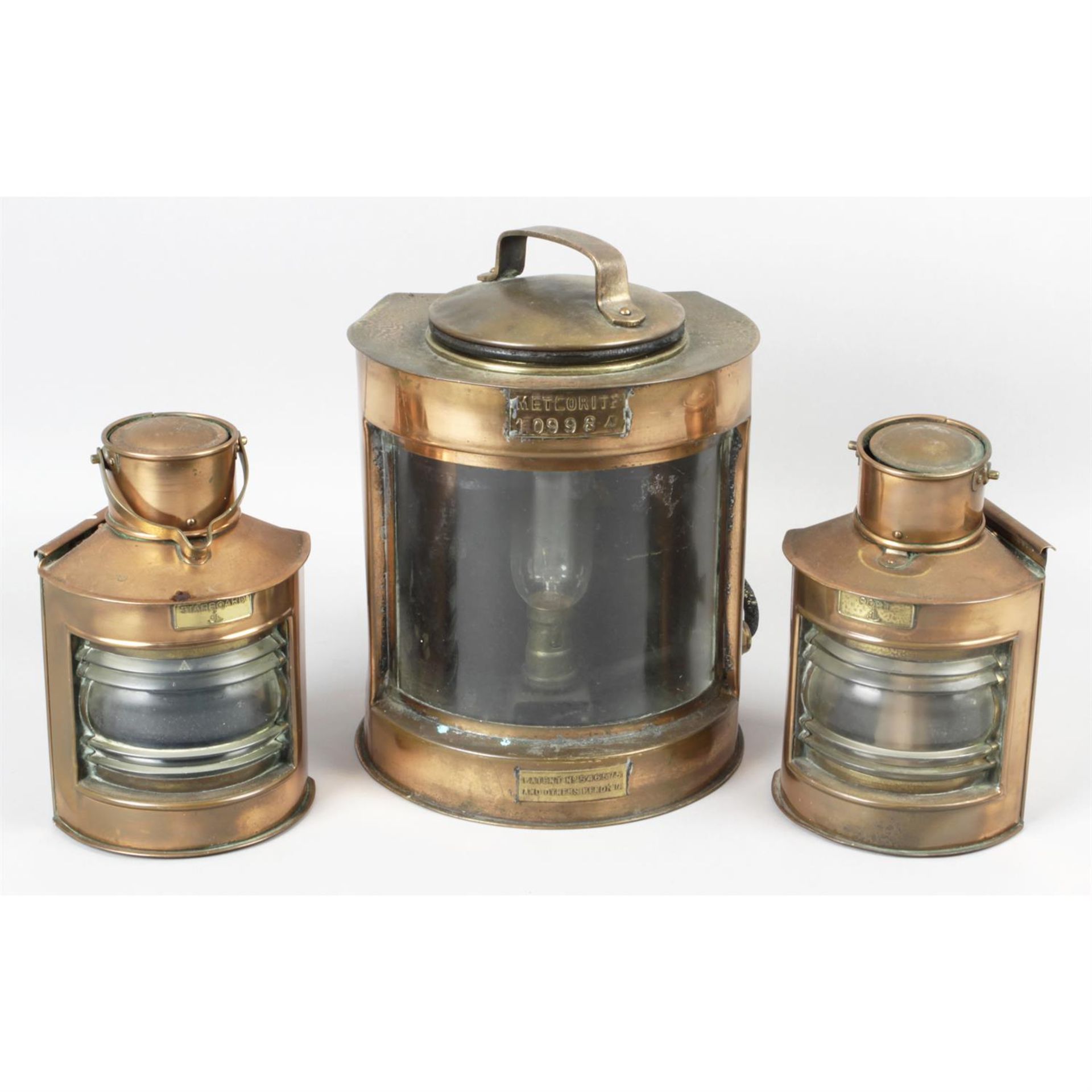 Three copper ship lanterns