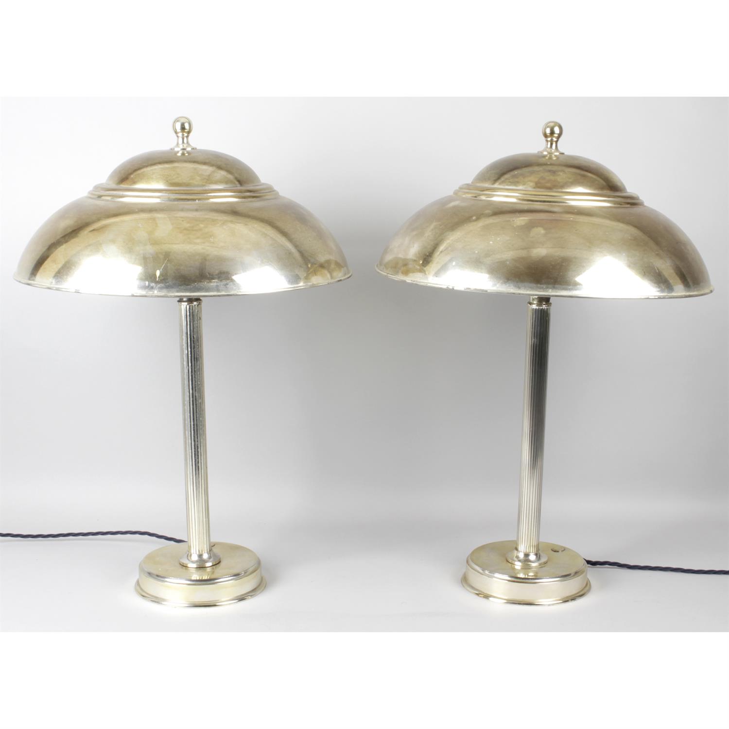 Silvered mushroom table lamps