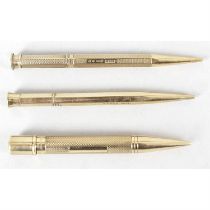 Three Sampson Mordan Everpoint 9ct gold pencils