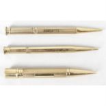 Three Sampson Mordan Everpoint 9ct gold pencils
