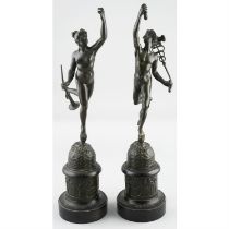 Bronzed figures of Mercury and Fortuna