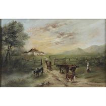 Two rural oil on canvas