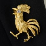 1960s 18ct gold novelty cockerel brooch