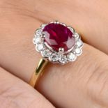 Ruby and brilliant-cut diamong ring