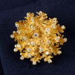 18ct gold diamond brooch & earrings, Ben Rosenfeld