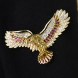 Ruby, diamond & sapphire eagle brooch