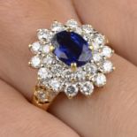 Sapphire and diamond cluster ring