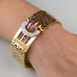 Mid 20th c. 18ct gold ruby & diamond bracelet