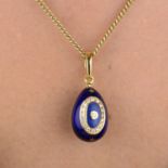 18ct gold diamond & enamel egg pendant, by Fabergé