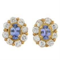 Sapphire & cubic zirconia cluster earrings