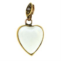 19th century gold moonstone & split pearl pendant