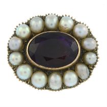 Georgian amethyst & split pearl brooch