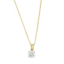 18ct gold brilliant-cut diamond pendant, with chain.