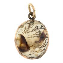 Early 20th century 15ct gold moss agate pendant