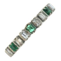 Emerald & diamond half eternity ring