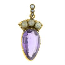 Victorian amethyst and split pearl pendant