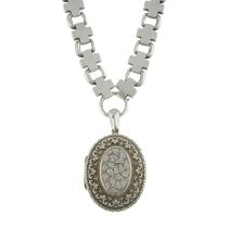 Late Victorian silver locket, with chain