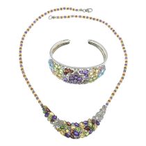 A multi-gem necklace & bangle