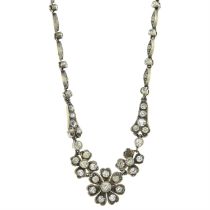 Early 20th century silver paste necklace