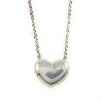 Silver heart pendant, with chain, by Georg Jenson