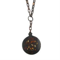 Late 19th century tortoiseshell pendant, on chain