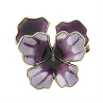 Mid 20th century silver purple flower brooch, by David Anderson
