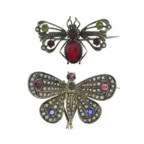 Two late Victorian butterfly brooches