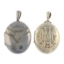 Two Victorian silver locket pendants