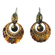 Victorian pique tortoiseshell drop earrings