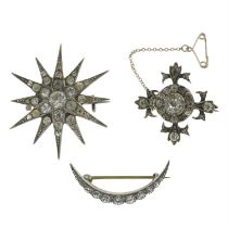 Three late 19th century silver paste brooches