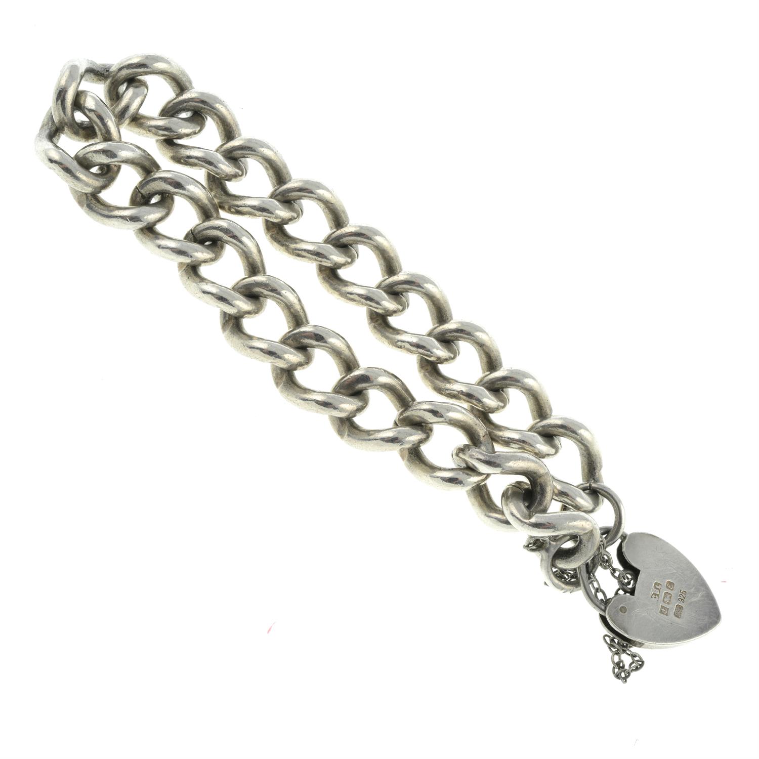 Silver padlock clasp bracelet - Image 2 of 2
