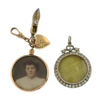 Two early 20th century double-sided pendants