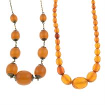 Two resin bead necklaces