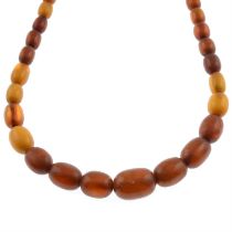Modified amber single-strand bead necklace