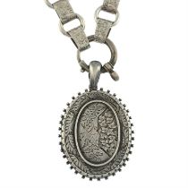 Victorian silver locket pendant & chain