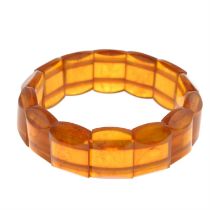 Amber panel bead bracelet