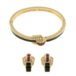 Christian Dior - bangle and clip on earring set.