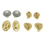 Christian Dior - four pairs of clip on earrings.